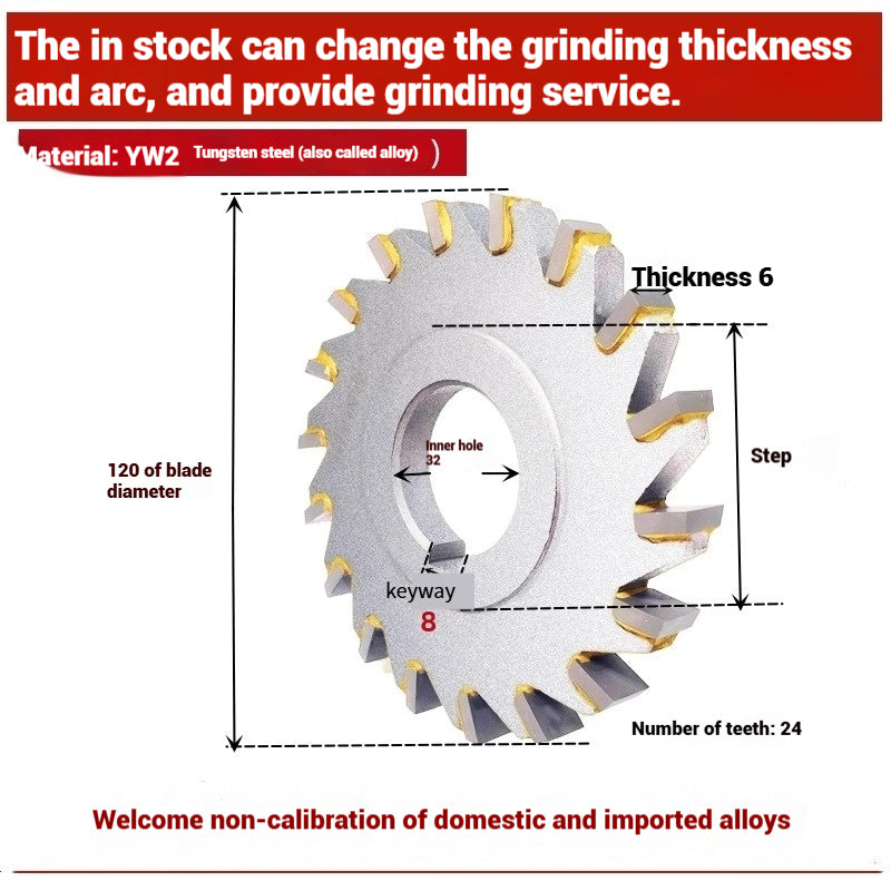 1057-Alloy three-face milling cutter can be customized tungsten steel 63 80 100 125 YW2 steel parts milling slot welding disk cutter Shandong Denso Pricision Tools Co.,Ltd.